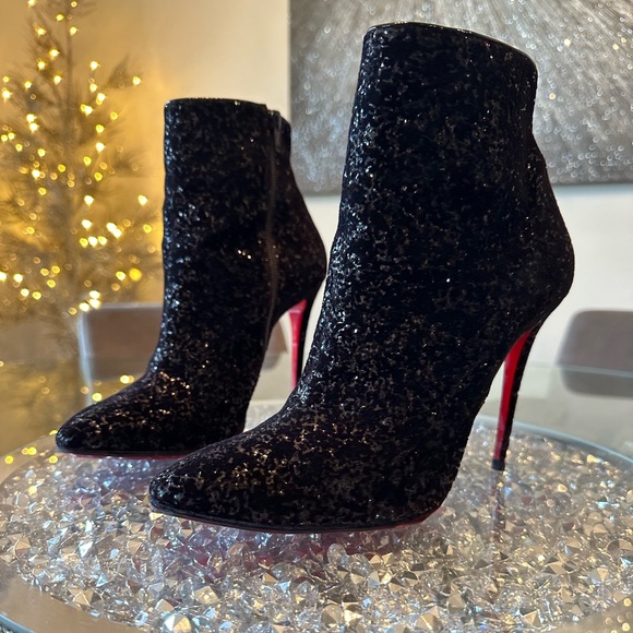Christian Louboutin Shoes - Christian Louboutin Eloise Booty 100 Glitter Velvet/Pat size 40, US size 10